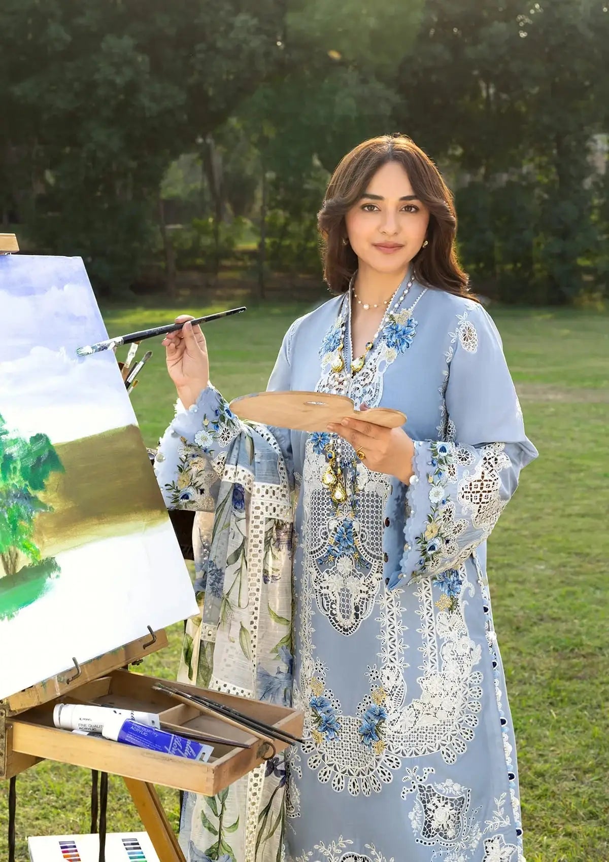 Wafa - Luxury Lawn 3PC Chikenkari Heavy Embroidered Suit | KB-078 Unstitched Summer Luxe '26