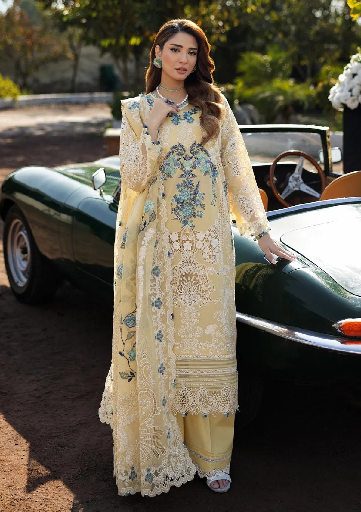 Mariyum - Luxury Lawn 3PC Chikenkari Heavy Embroidered Suit | Unstitched Summer Luxe '26