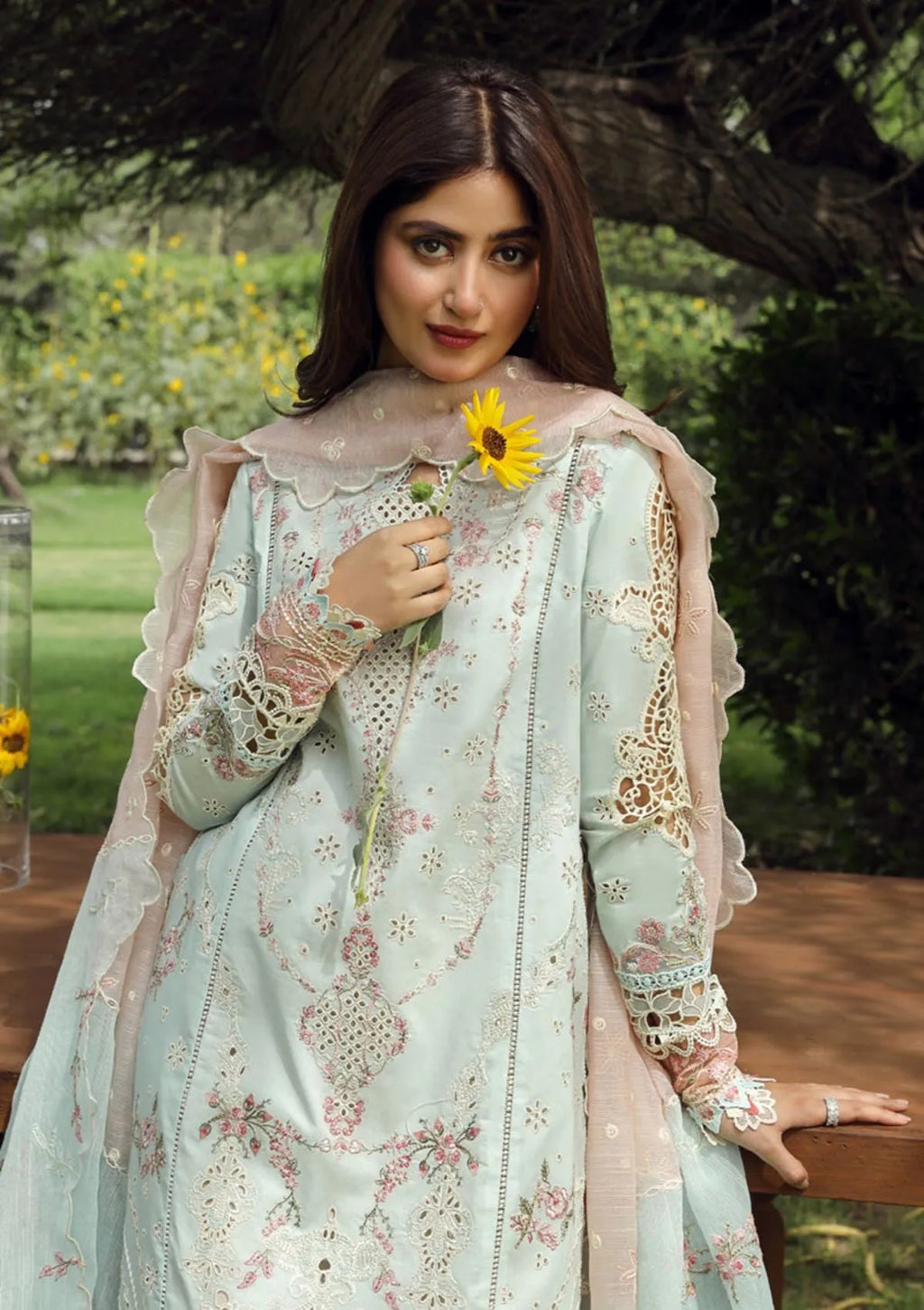 Javeria ZF-S-051 - Luxury Lawn 3PC Chikenkari Heavy Embroidered Suit | Unstitched Summer Luxe '26
