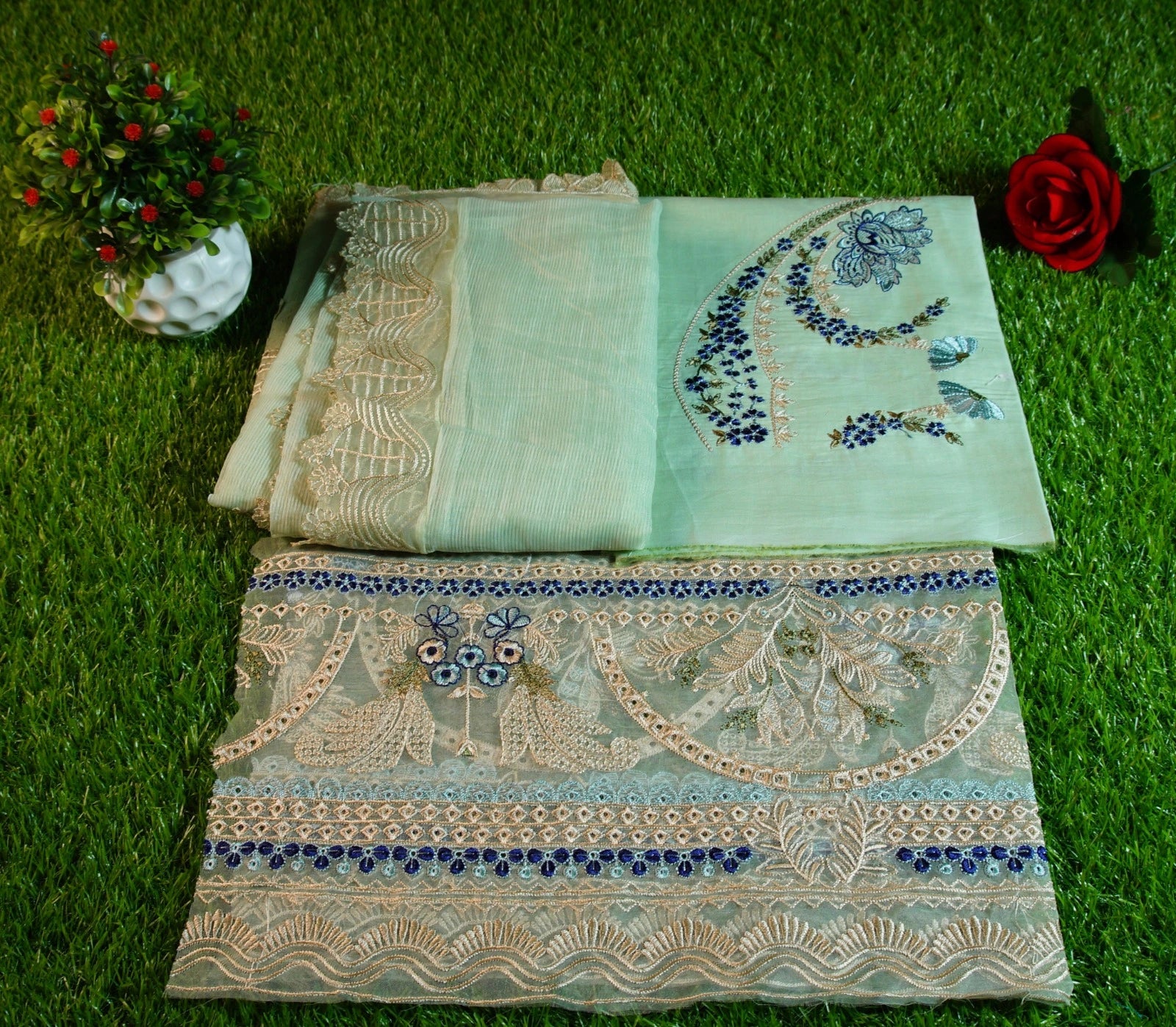Iman - Luxury Lawn 3PC Chikenkari Heavy Embroidered Suit | KB-069 Unstitched Summer Luxe '26