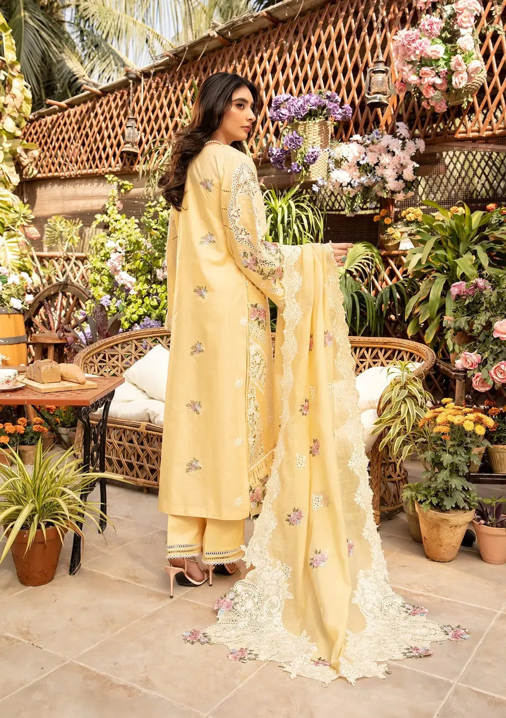 Dua -ZF 056 - Luxury Lawn 3PC Chikenkari Heavy Embroidered Suit | Unstitched Summer Luxe '26