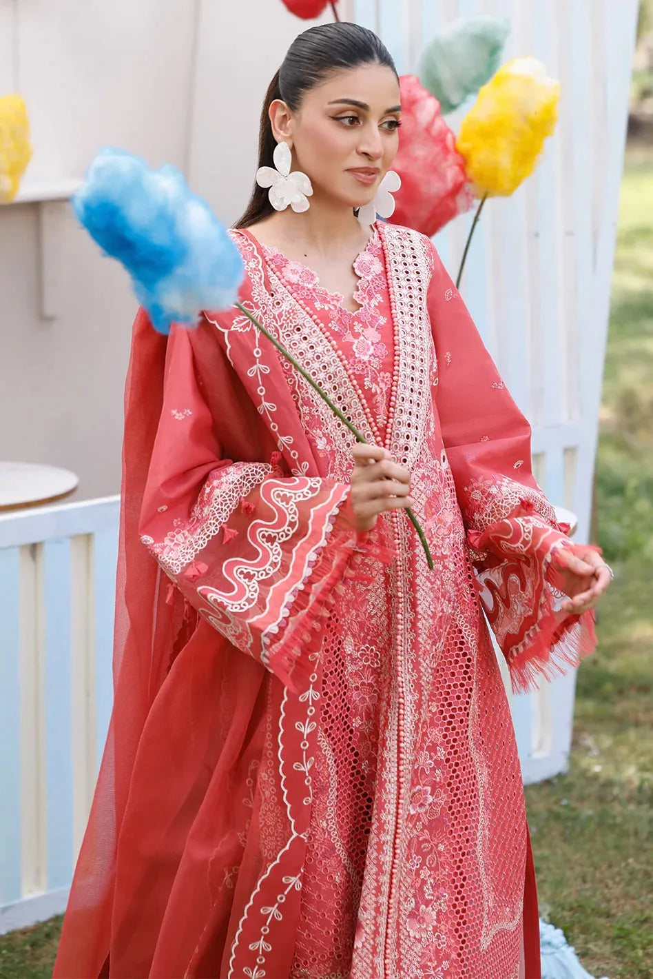 Noor - Luxury Lawn 3PC Chikenkari Heavy Embroidered Suit | KB-067 Unstitched Summer Luxe '26