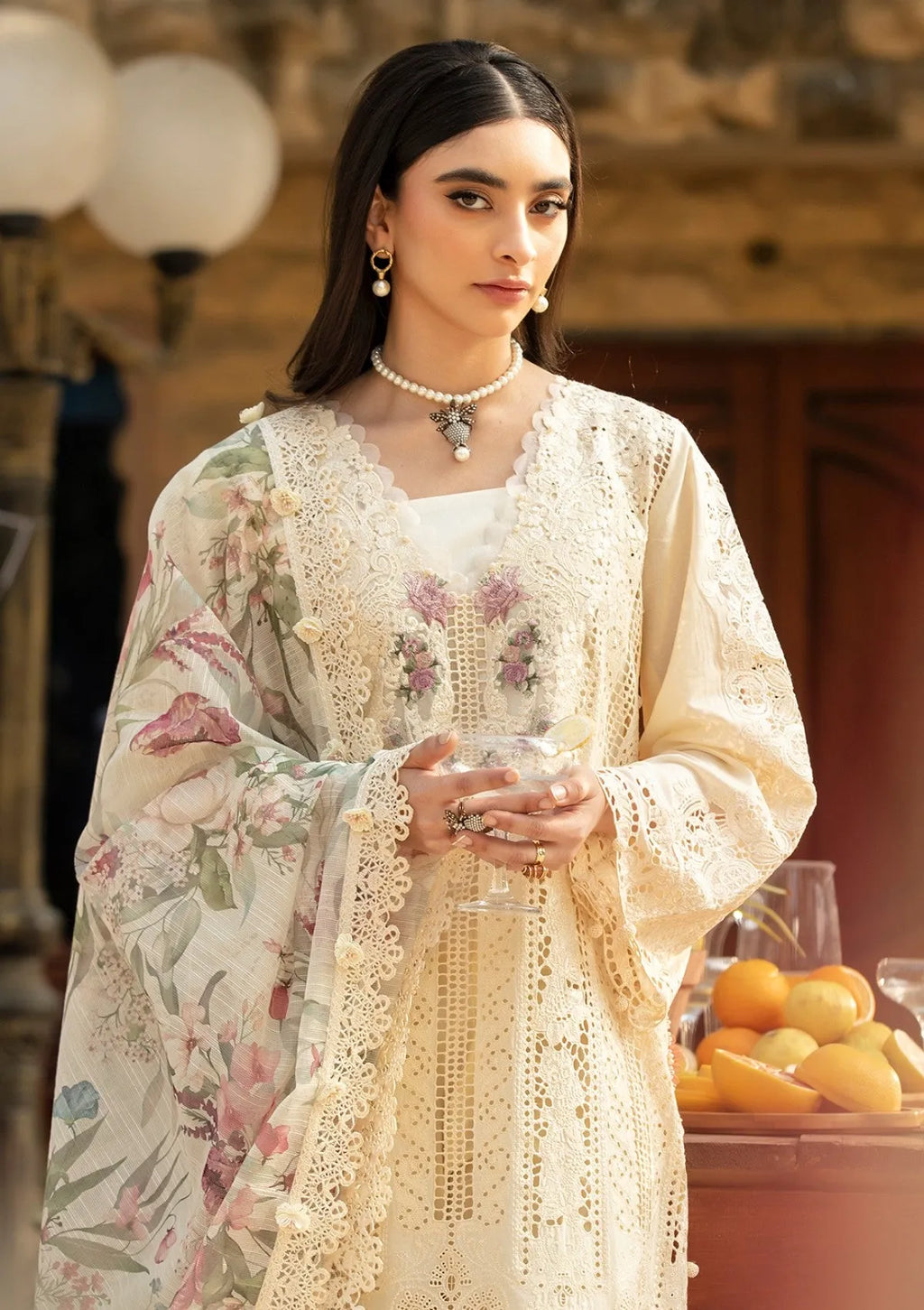 Noori - Luxury Lawn 3PC Chikenkari Heavy Embroidered Suit | Unstitched Summer Luxe '26