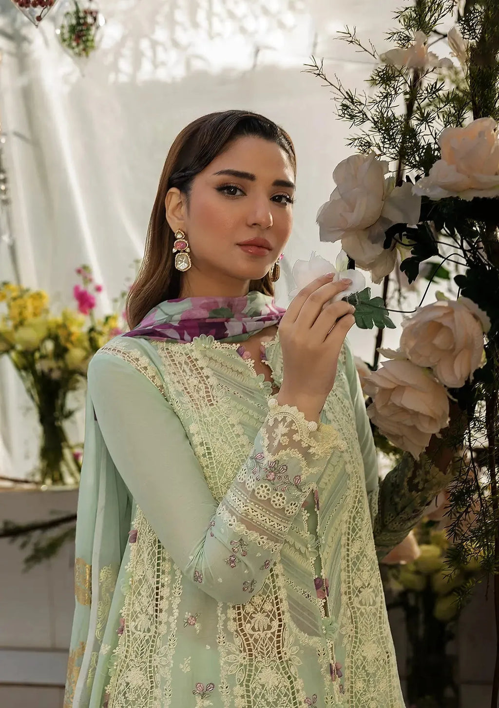 Asma - Luxury Lawn 3PC Chikenkari Heavy Embroidered Suit | Unstitched Summer Luxe '26