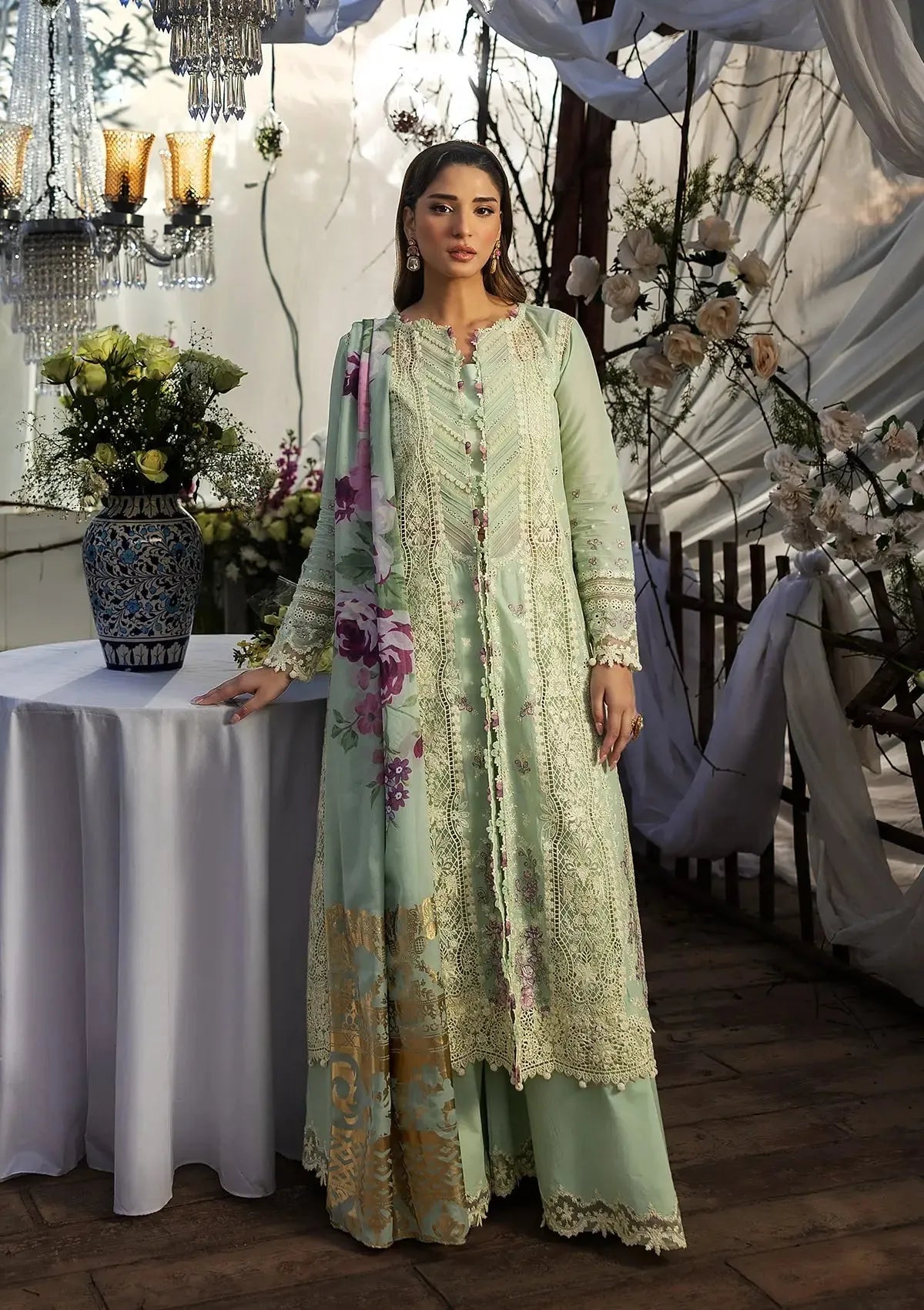 Asma - Luxury Lawn 3PC Chikenkari Heavy Embroidered Suit | Unstitched Summer Luxe '26