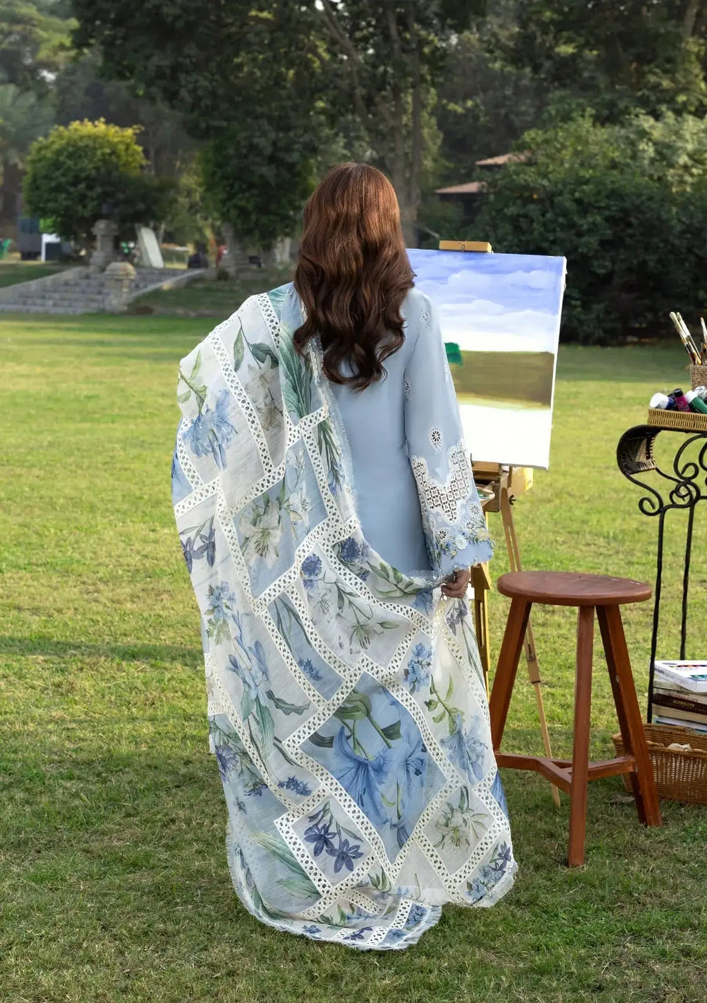 Wafa - Luxury Lawn 3PC Chikenkari Heavy Embroidered Suit | KB-078 Unstitched Summer Luxe '26