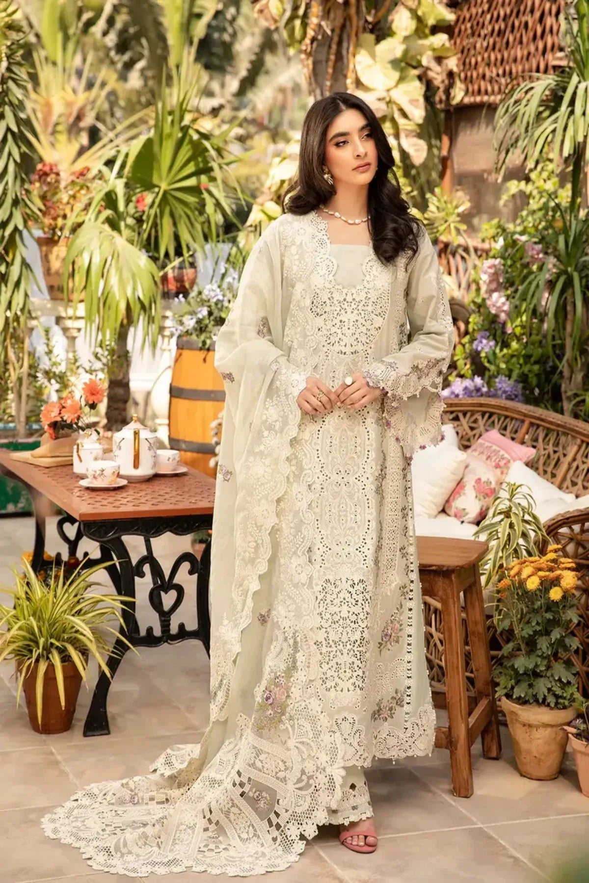 Meher - Luxury Lawn 3PC Chikenkari Heavy Embroidered Suit | Unstitched Summer Luxe '26