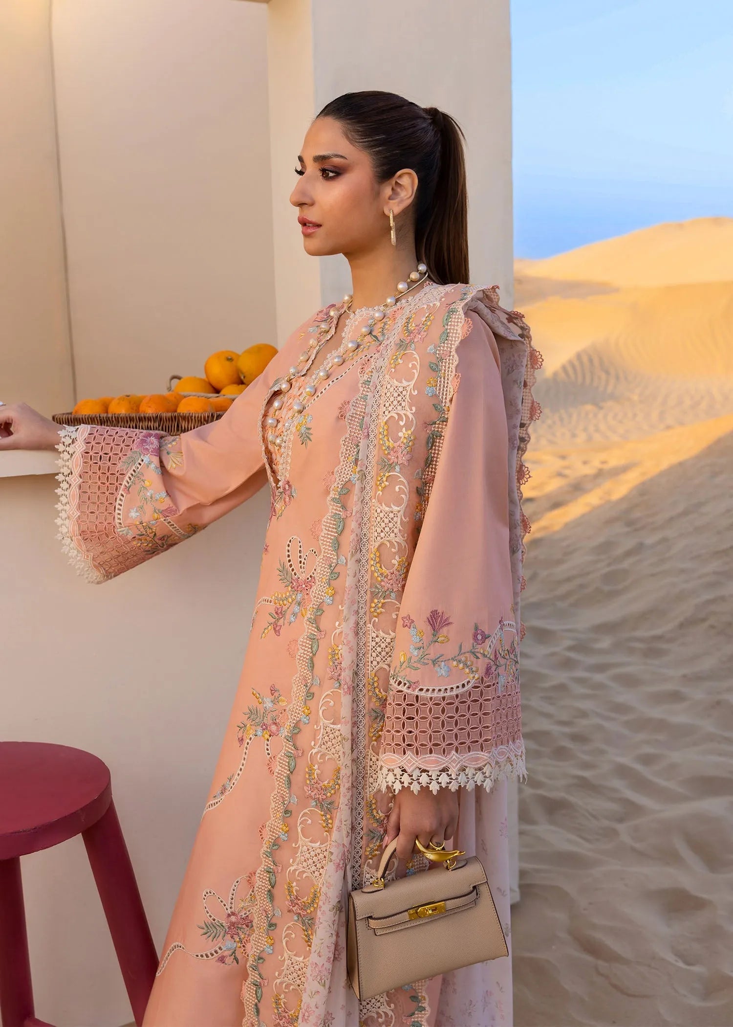 Hande - Luxury Lawn 3PC Chikenkari Heavy Embroidered Suit | KB-066 Unstitched Summer Luxe '26