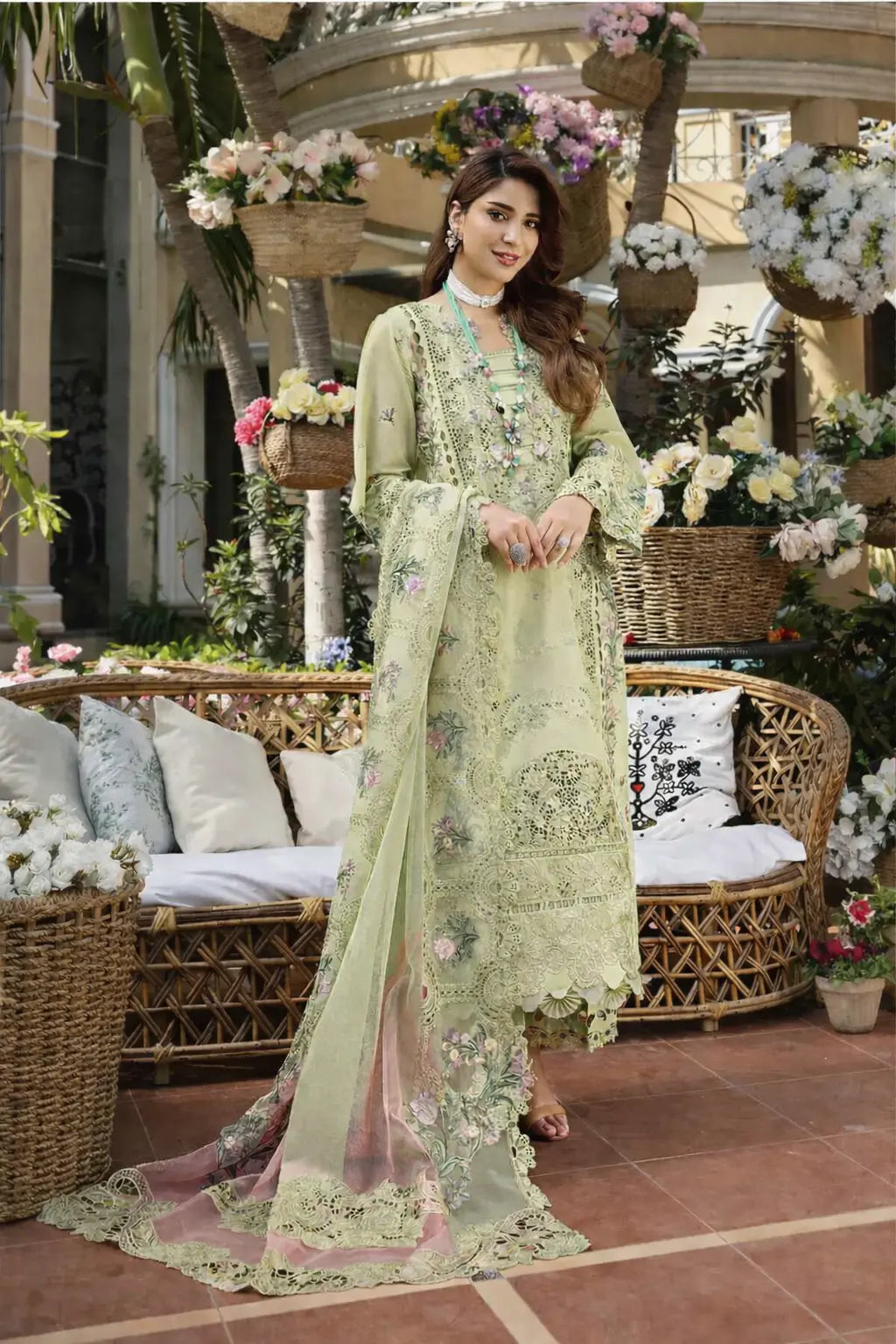 Rangreza - Luxury Lawn 3PC Chikenkari Heavy Embroidered Suit | Unstitched Summer Luxe '26