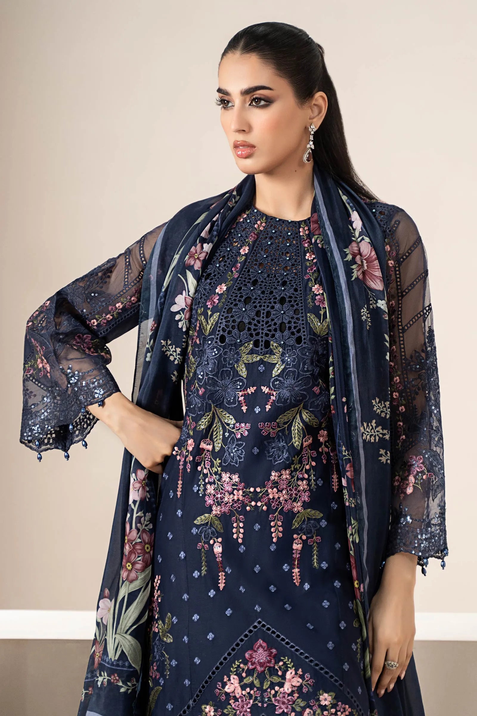 Samira - Luxury Lawn 3PC Chikenkari Heavy Embroidered Suit | KB-072 Unstitched Summer Luxe '26