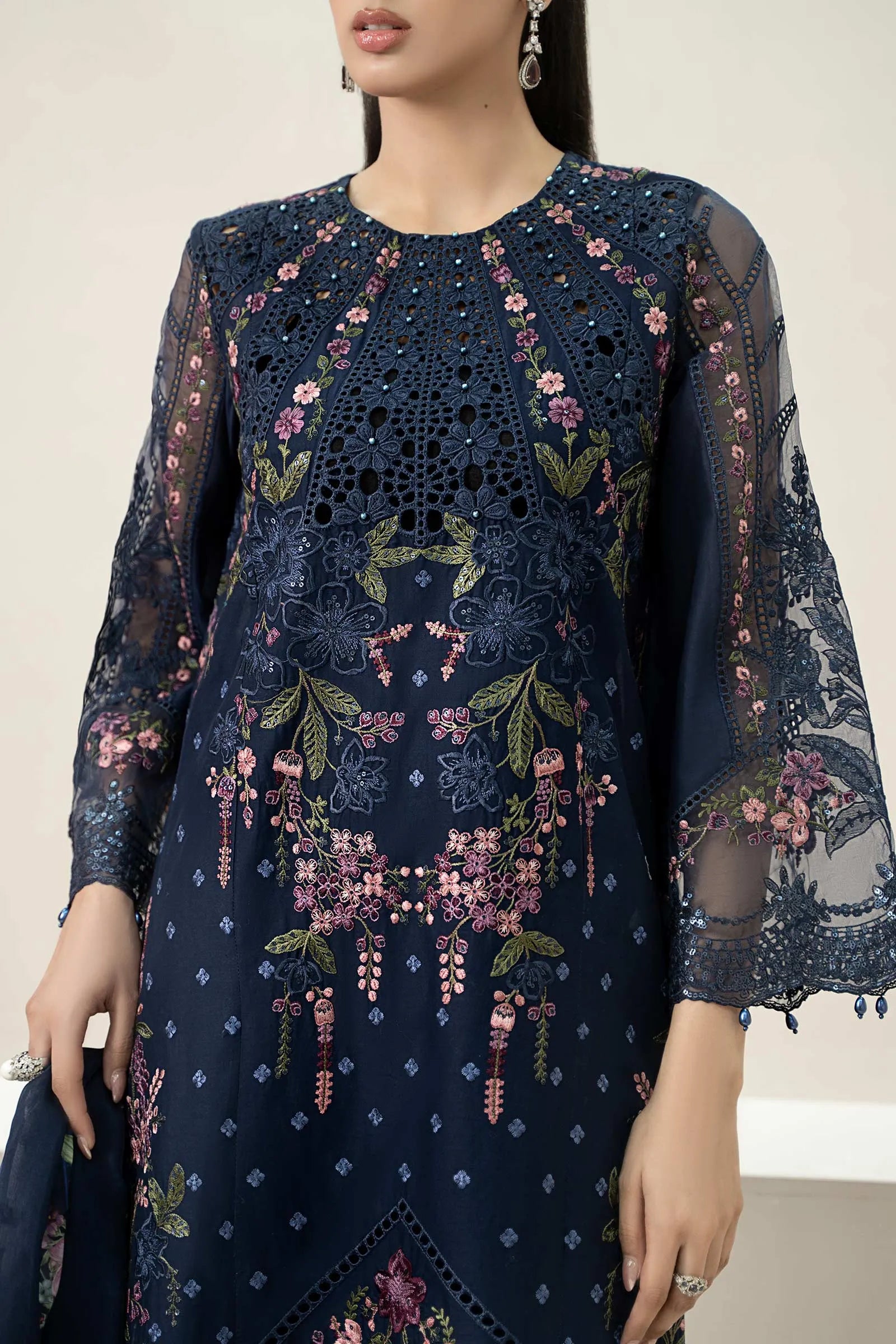 Samira - Luxury Lawn 3PC Chikenkari Heavy Embroidered Suit | KB-072 Unstitched Summer Luxe '26