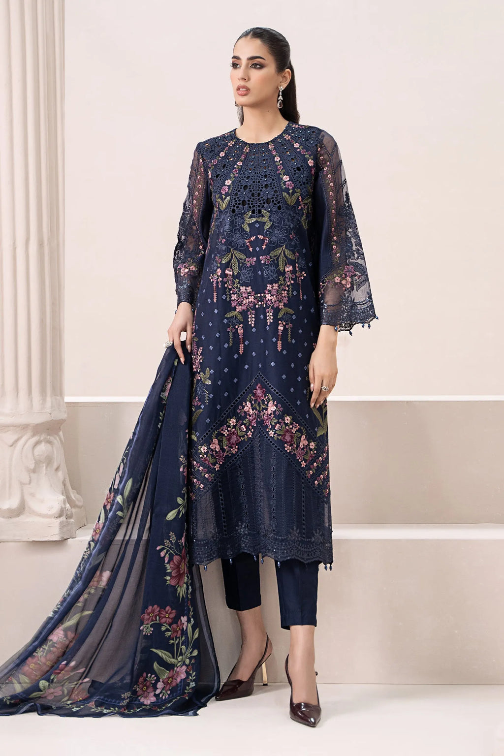 Samira - Luxury Lawn 3PC Chikenkari Heavy Embroidered Suit | KB-072 Unstitched Summer Luxe '26