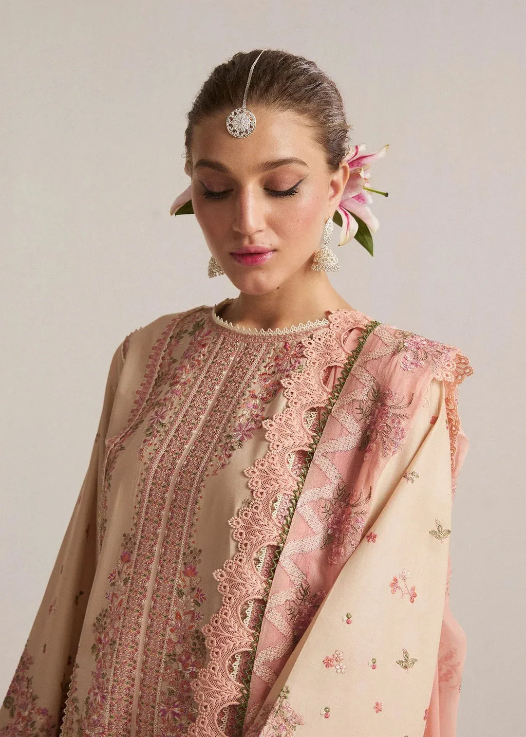 Roohi - Luxury Lawn 3PC Chikenkari Heavy Embroidered Suit | Unstitched Summer Luxe '26