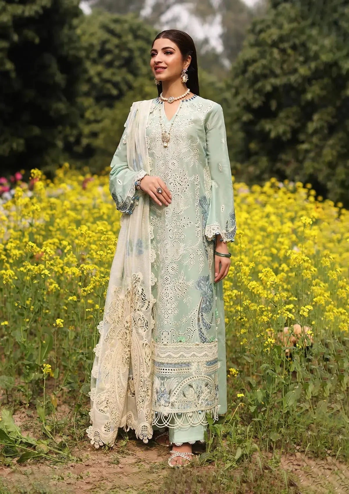 Iman - Luxury Lawn 3PC Chikenkari Heavy Embroidered Suit | KB-069 Unstitched Summer Luxe '26