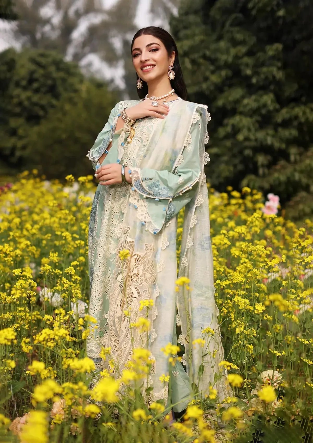 Iman - Luxury Lawn 3PC Chikenkari Heavy Embroidered Suit | KB-069 Unstitched Summer Luxe '26