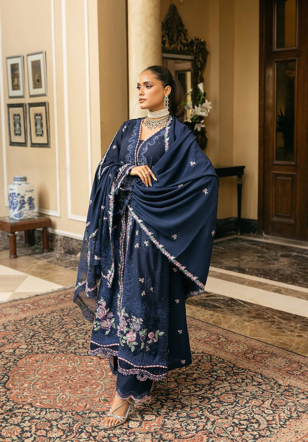 Rubi - Luxury Lawn 3PC Chikenkari Heavy Embroidered Suit | Unstitched Summer Luxe '26
