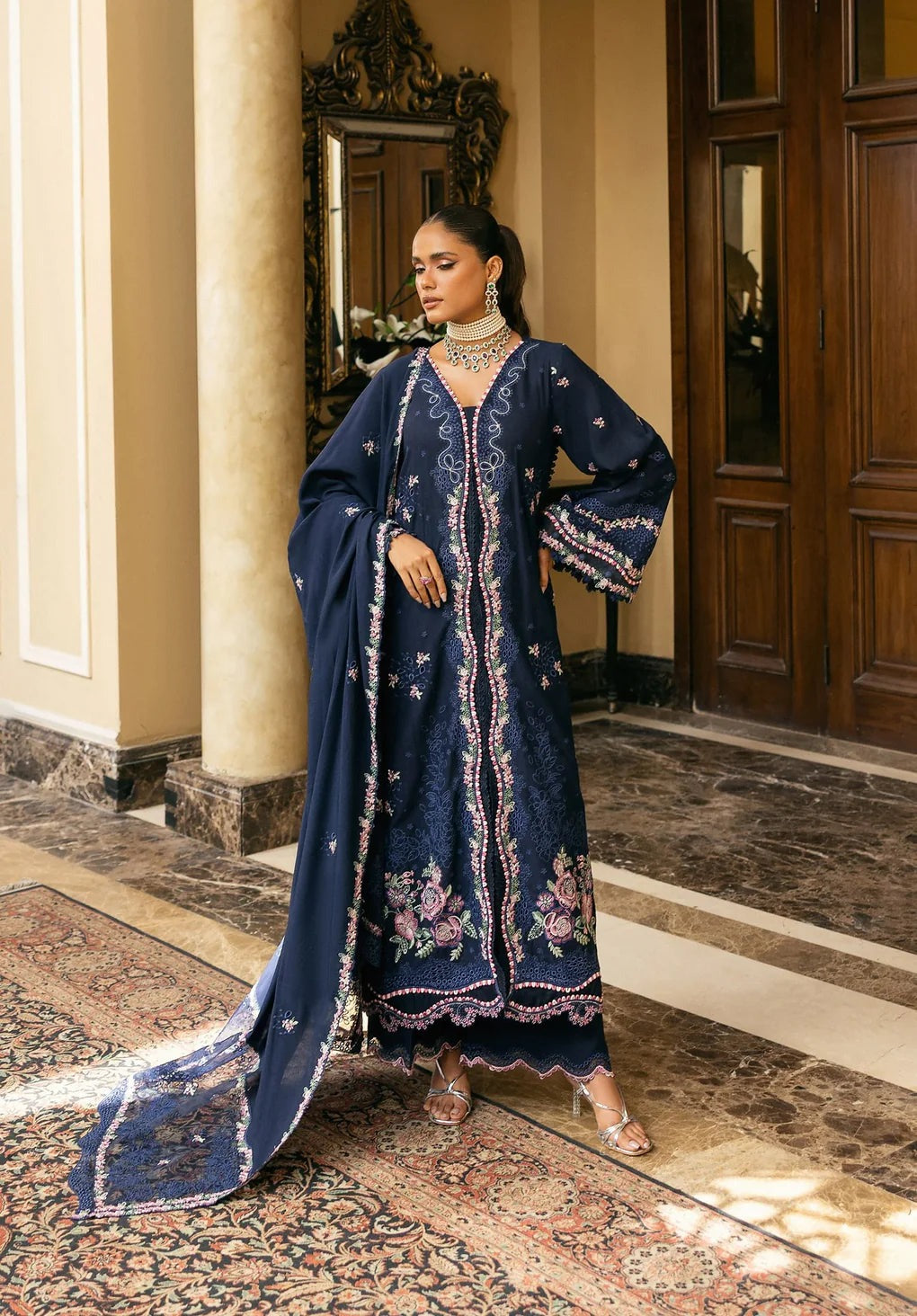 Rubi - Luxury Lawn 3PC Chikenkari Heavy Embroidered Suit | Unstitched Summer Luxe '26