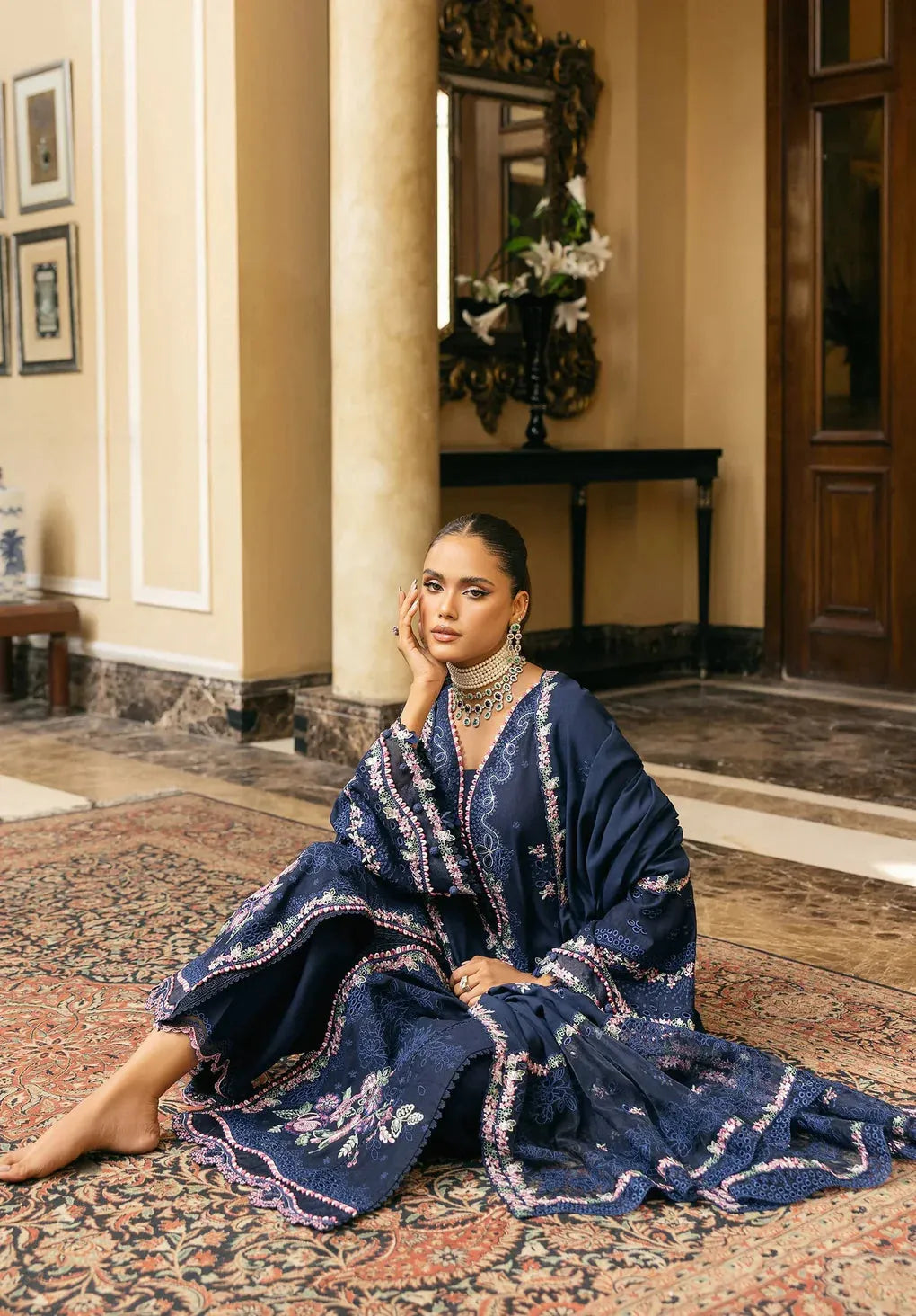 Rubi - Luxury Lawn 3PC Chikenkari Heavy Embroidered Suit | Unstitched Summer Luxe '26