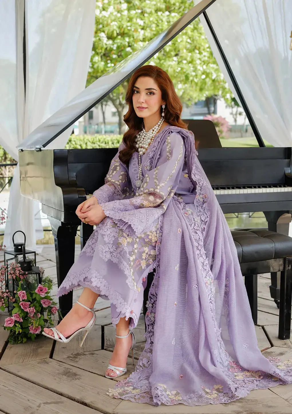 Elaf - Luxury Lawn 3PC Chikenkari Heavy Embroidered Suit | Unstitched Summer Luxe '26