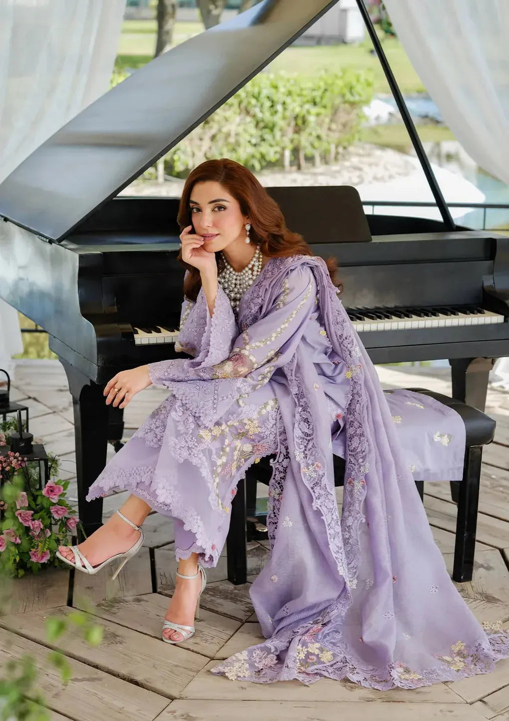 Elaf - Luxury Lawn 3PC Chikenkari Heavy Embroidered Suit | Unstitched Summer Luxe '26