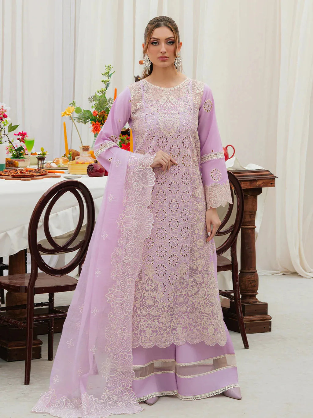 Amara - Luxury Lawn 3PC Chikenkari Heavy Embroidered Suit | KB-068 Unstitched Summer Luxe '26