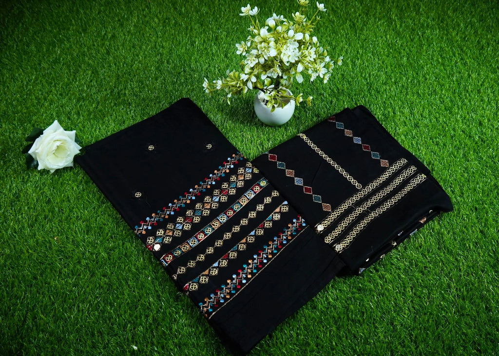 Nida -KB 048 - Luxury Lawn 3PC Chikenkari Heavy Embroidered Suit | Unstitched Summer Luxe '26