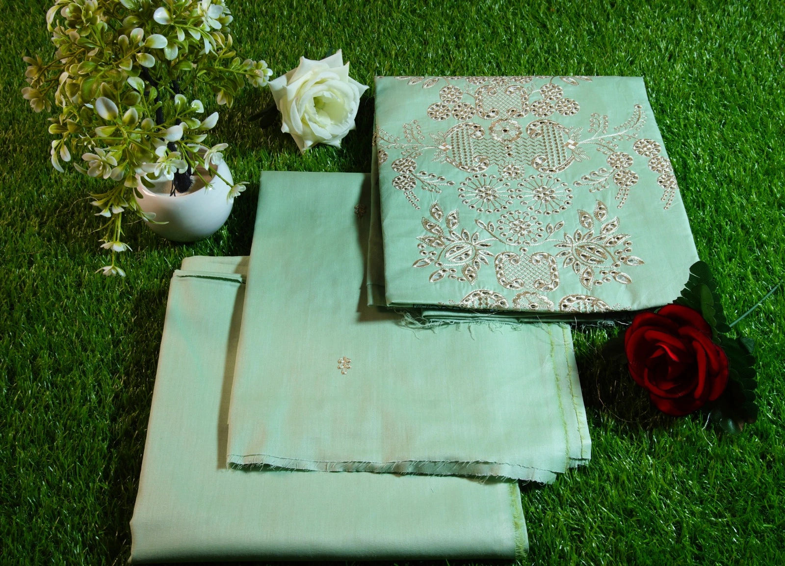 Iman - Luxury Lawn 3PC Chikenkari Heavy Embroidered Suit | KB-069 Unstitched Summer Luxe '26