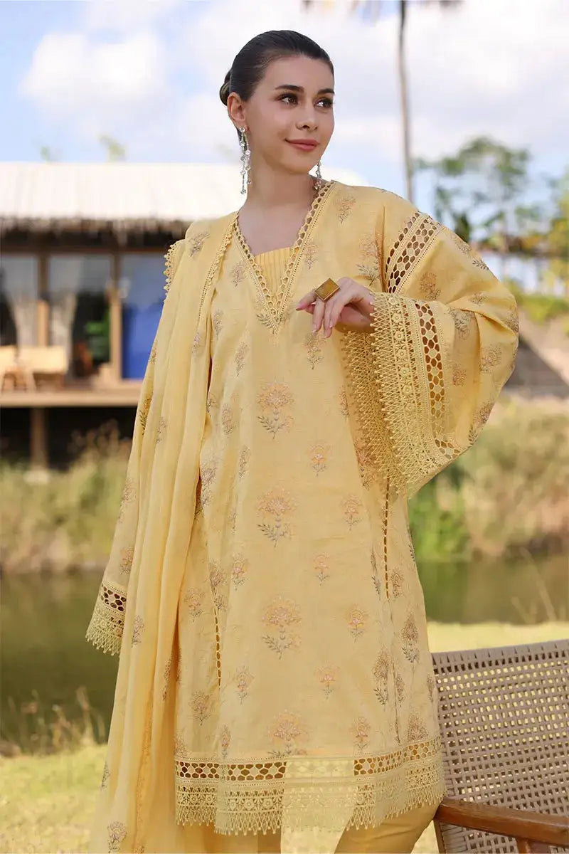 Farida - Luxury Lawn 3PC Chikenkari Heavy Embroidered Suit | KB-079 Unstitched Summer Luxe '26
