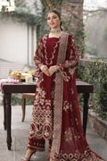 Mah-e-Rukh Mahroon  - Luxury Lawn 3PC Chikenkari Heavy Embroidered Suit | Unstitched Summer Luxe '26