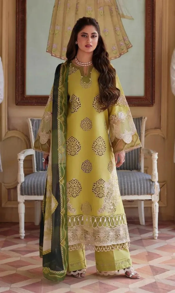 Zeenat - Luxury Lawn 3PC Chikenkari Heavy Embroidered Suit | Unstitched Summer Luxe '26