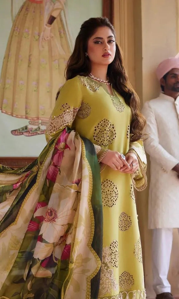 Zeenat - Luxury Lawn 3PC Chikenkari Heavy Embroidered Suit | Unstitched Summer Luxe '26