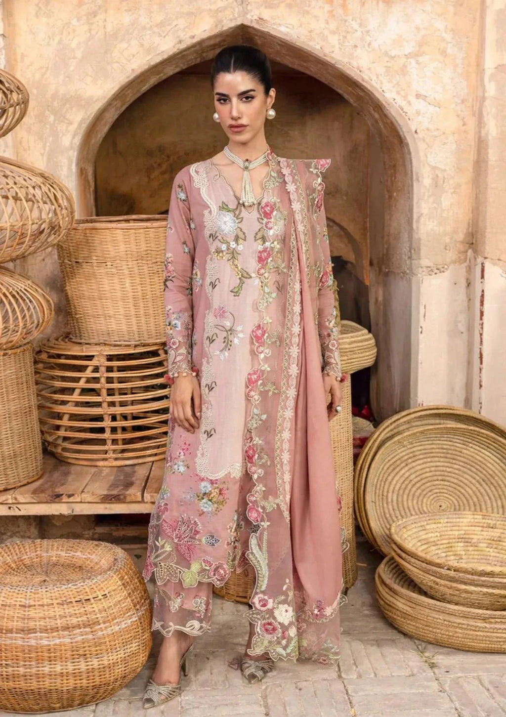 Amal - Luxury Lawn 3PC Chikenkari Heavy Embroidered Suit | KB-080 Unstitched Summer Luxe '26
