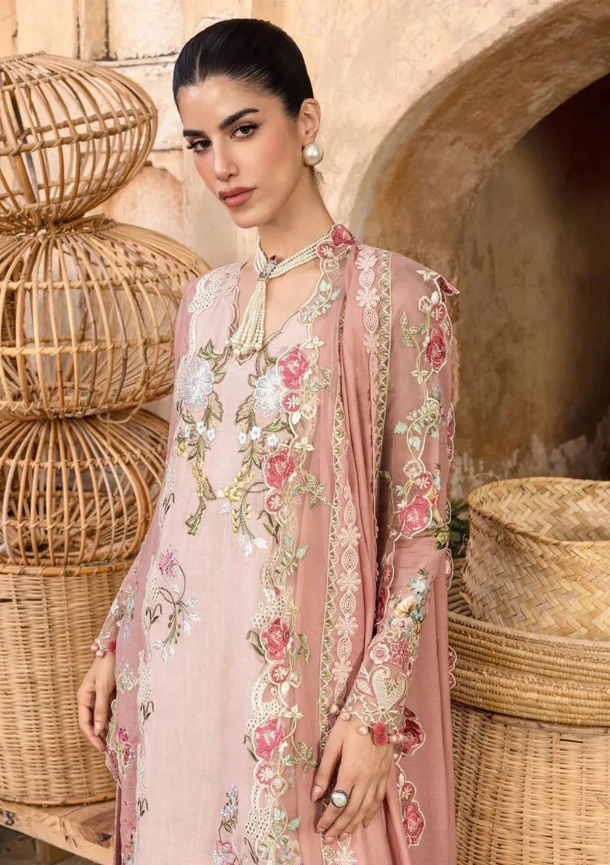 Amal - Luxury Lawn 3PC Chikenkari Heavy Embroidered Suit | KB-080 Unstitched Summer Luxe '26