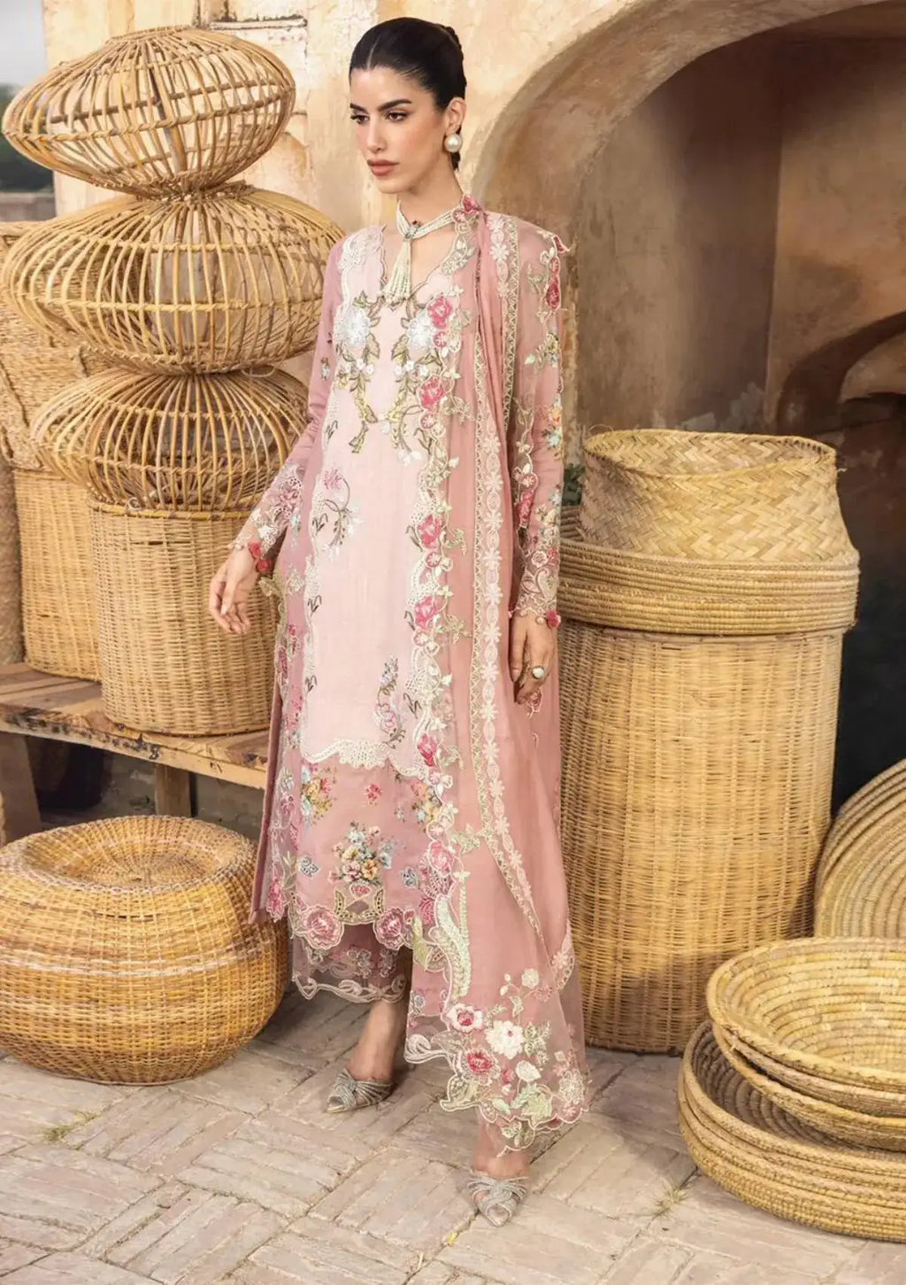 Amal - Luxury Lawn 3PC Chikenkari Heavy Embroidered Suit | KB-080 Unstitched Summer Luxe '26