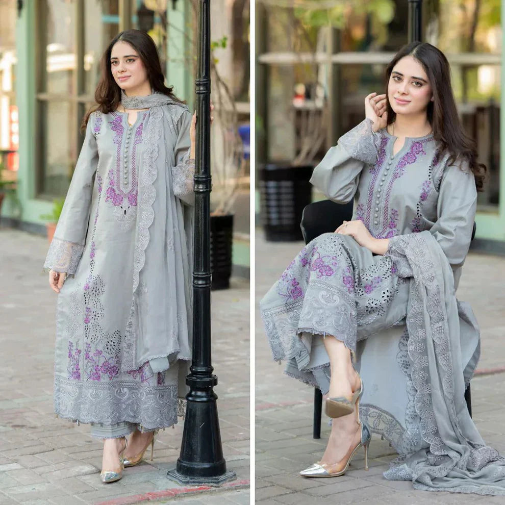 Mahsa - Luxury Lawn 3PC Chikenkari Heavy Embroidered Suit | KB-091 Summer Luxe '26