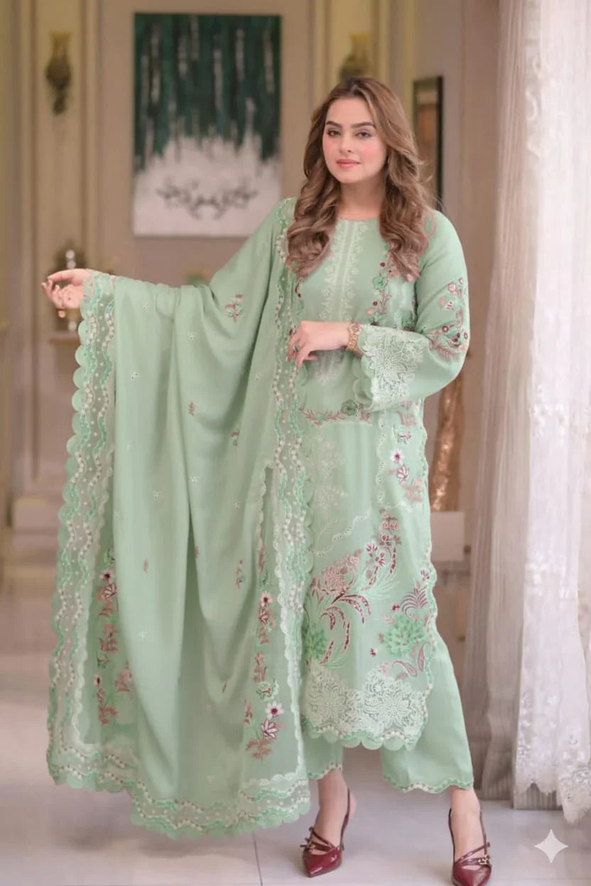 Roksar - Luxury Lawn 3PC Chikenkari Heavy Embroidered Suit | KB-091 Summer Luxe '26