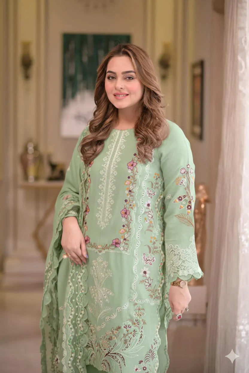 Roksar - Luxury Lawn 3PC Chikenkari Heavy Embroidered Suit | KB-091 Summer Luxe '26