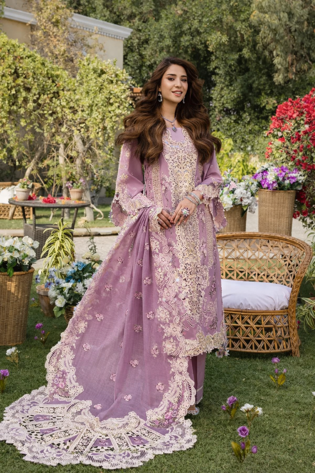 Shabnam - Luxury Lawn 3PC Chikenkari Heavy Embroidered Suit | Unstitched Summer Luxe '26